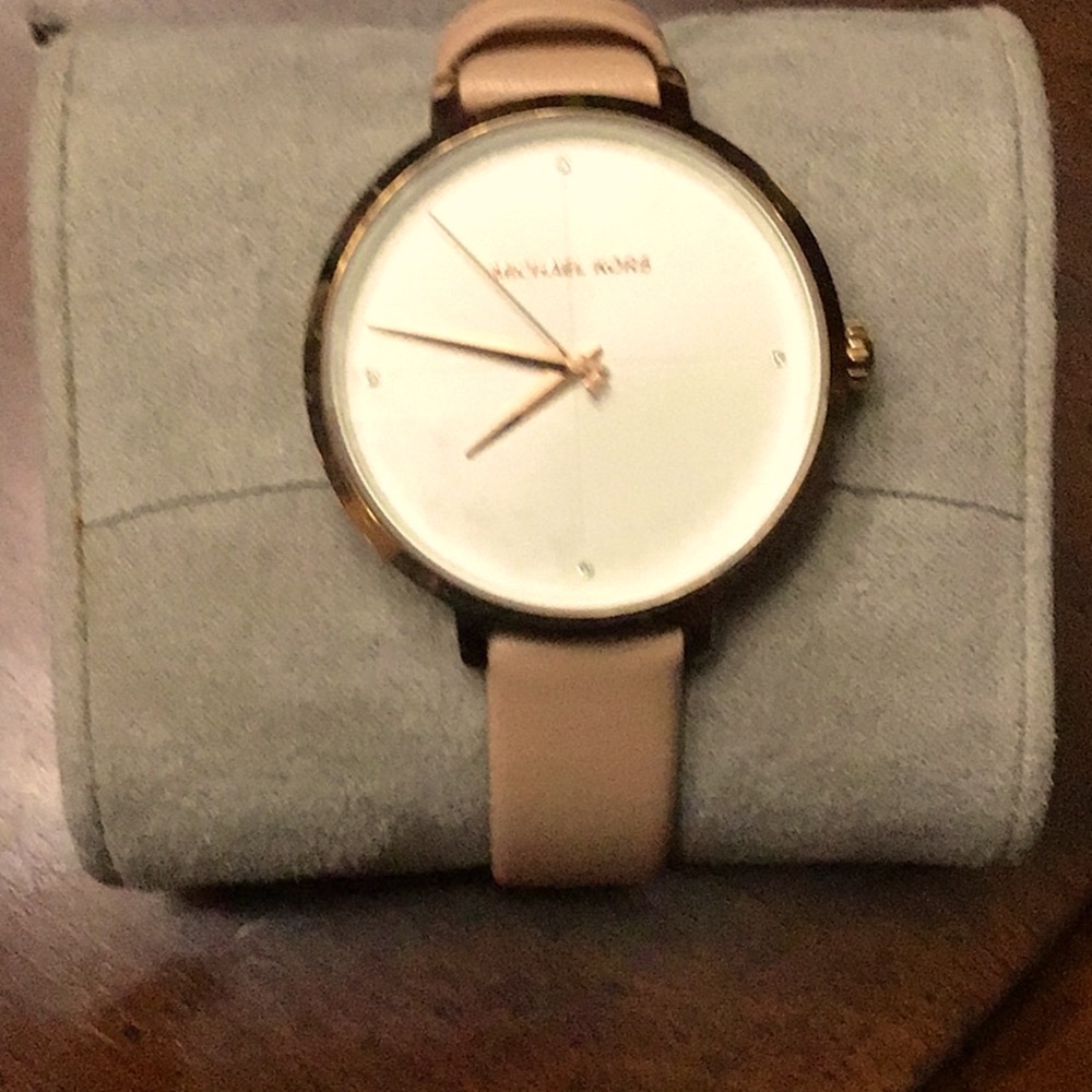 Women's Michael Kors Charley Rose Gold Leather Strap Watch MK2838